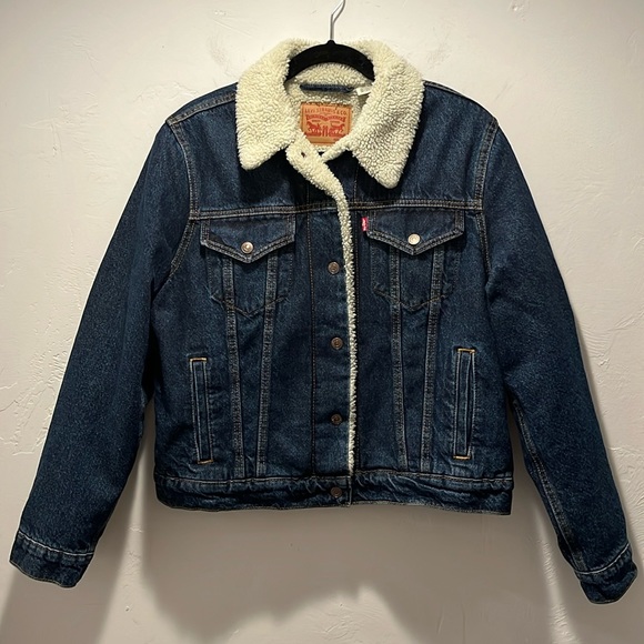 Levi's Jackets & Blazers - LevisType 3 Sherpa Trucker Denim Blue Jacket Women’s Size L